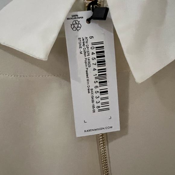 Karen Millen jersey cotton, Poplin pleated mini dress in color stone ( stretchy) - Picture 6 of 11
